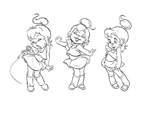 600x520 The Chipettes Singing And Dancing Coloring Page
