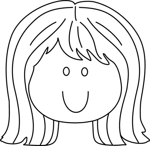 600x582 Face Coloring Page Little Girl Smiling Face Coloring Page Coloring