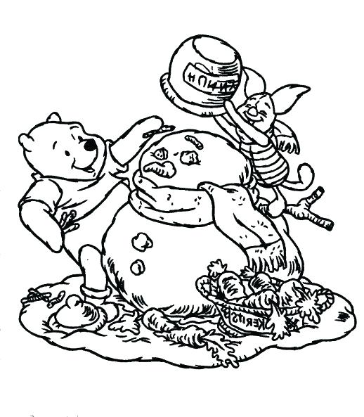 518x593 Santa And Snowman Coloring Pages Helping Coloring Page The Pooh