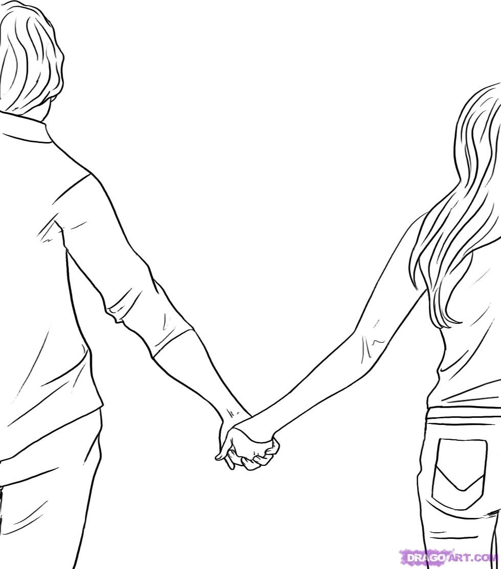 980x1114 Anime Couples Holding Hands Coloring Pages Free Coloring
