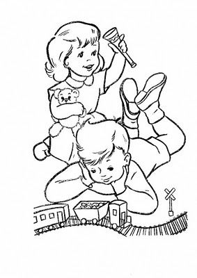 283x400 Kids Playing Coloring Page Odds Ends