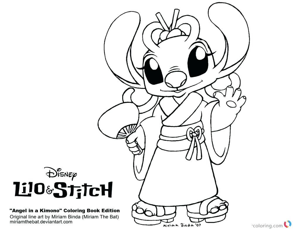 1000x780 Lilo And Stitch Angel Coloring Pages Page Printable In A Kimono