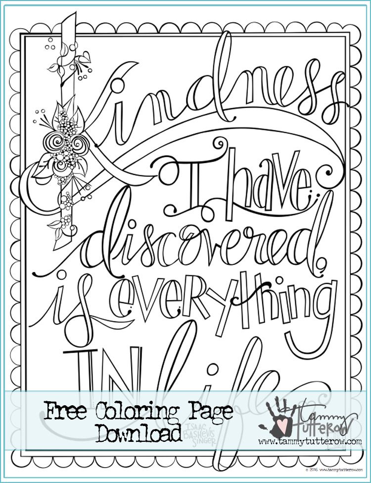 750x975 Crafty Tbt Free Coloring Page Kindness Is Everything Remastered