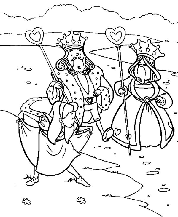 600x732 Alice Bowing To King And Queen Of Heart In Wonderland Coloring