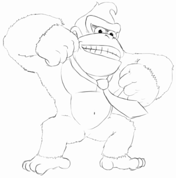 600x609 King Kong Coloring Pages Stock Mario Donkey Kong Coloring Pages