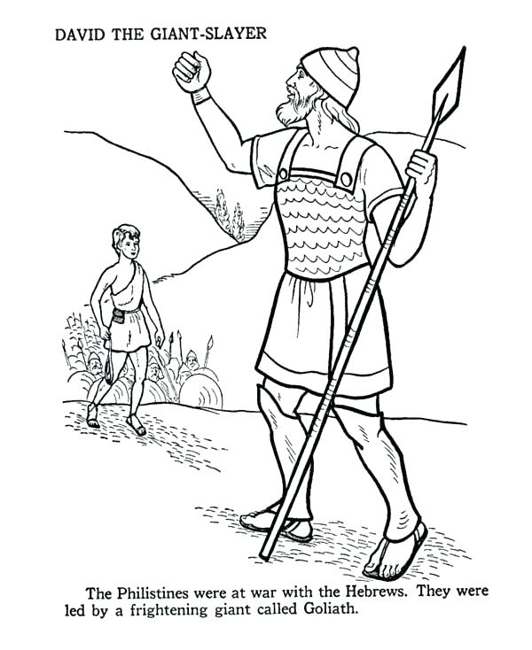 600x734 King David Coloring Page King Coloring Page The Giant Slayer