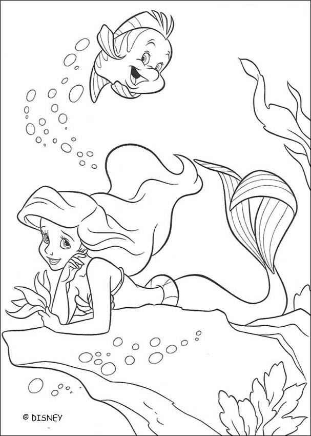 607x850 Little Mermaid And Flounder Coloring Pages The King Triton Ariel