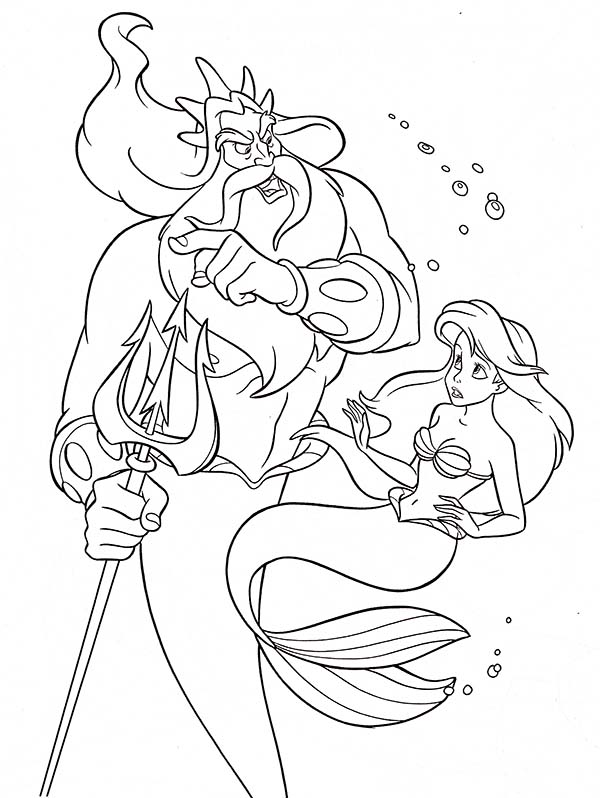 600x798 Walt Disney King Triton Is Angry To Ariel Coloring Page Coloring Sun