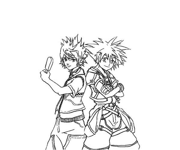 600x500 Sora And Riku From Kingdom Hearts Coloring Page