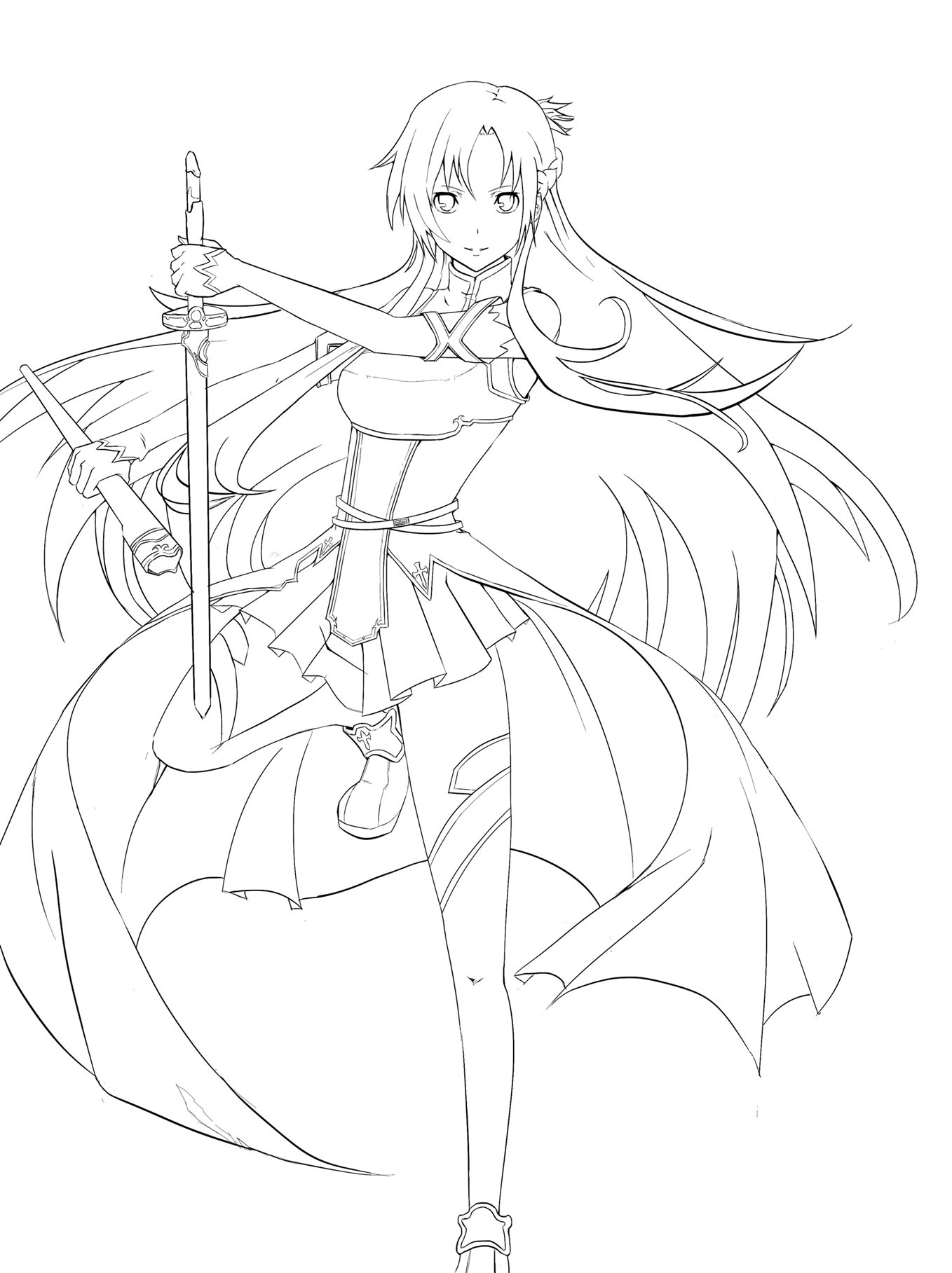 1358x1817 Sword Art Online Coloring Pages