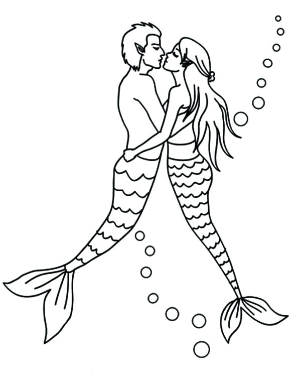 600x777 Mermaid Couple Kissing Coloring Pages Bulk Color Mermaid Couple