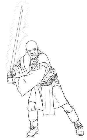 300x480 Mace Windu Coloring Page From Attack Of The Clones Category