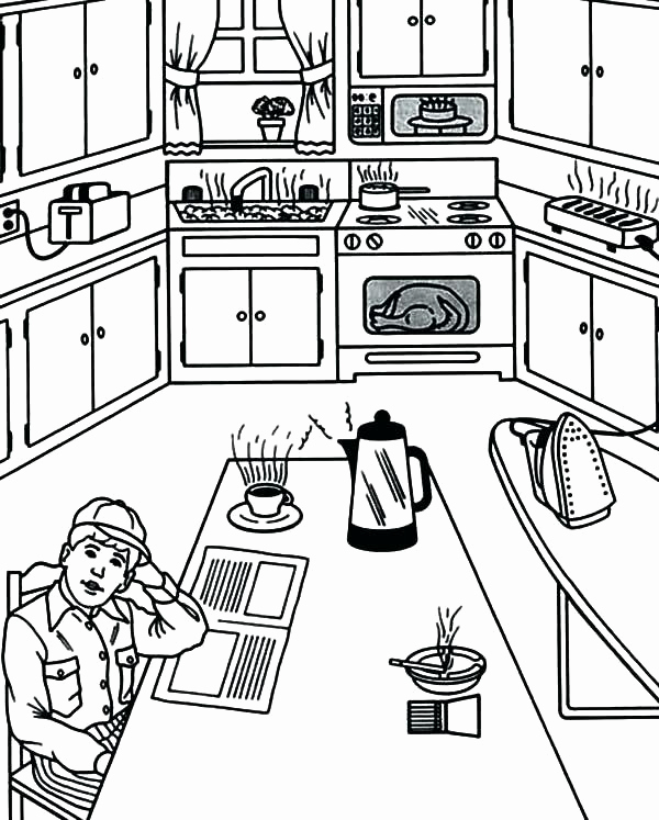 600x747 Kitchen Coloring Pages Designing Kitchen Coloring Pages Food