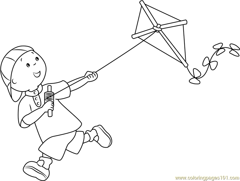 800x605 Caillou With Kite Coloring Page