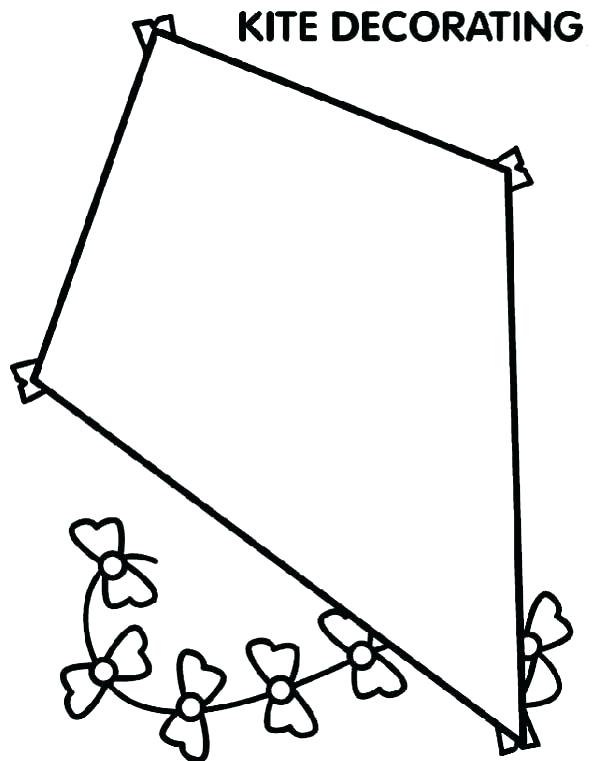 600x761 Kites Coloring Pages Kite Printable Throughout Page Plans
