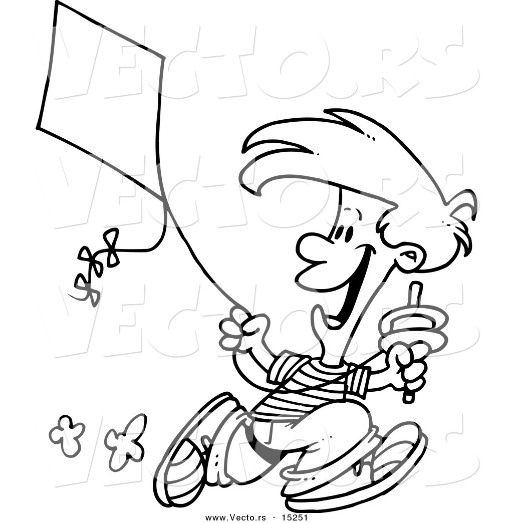 1024x1044 Vector Of A Cartoon Boy Flying A Kite