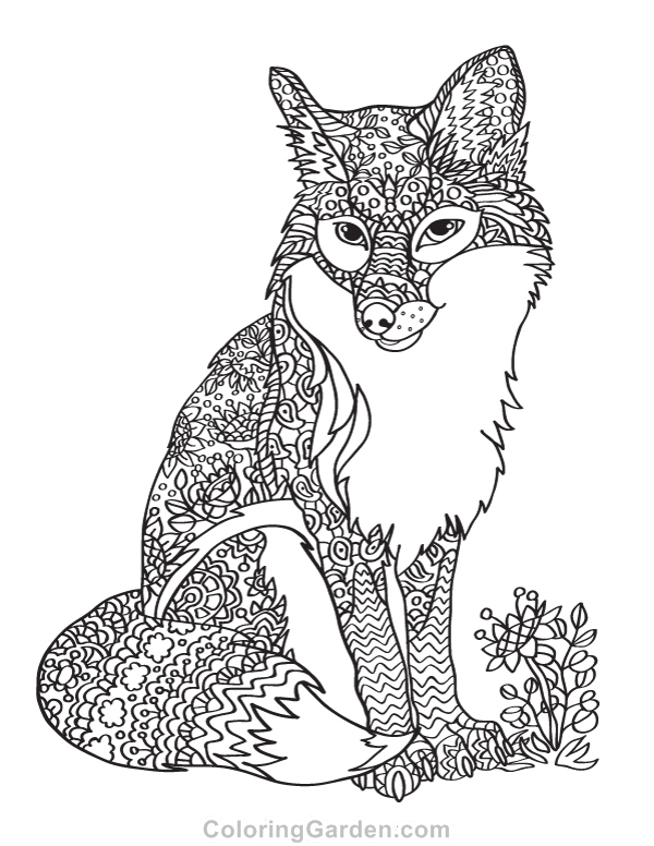 600x776 Free Printable Fox Adult Coloring Page Download It In Pdf Format