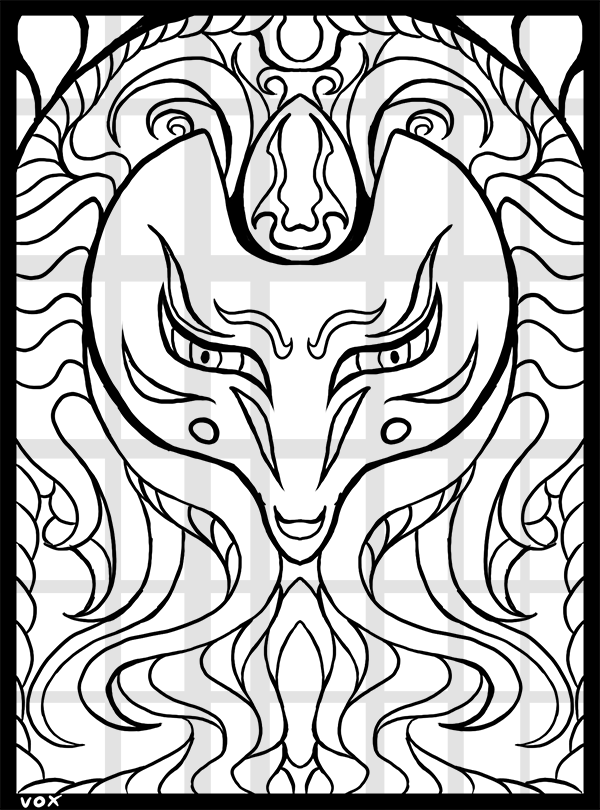 600x810 Kitsune Coloring Page
