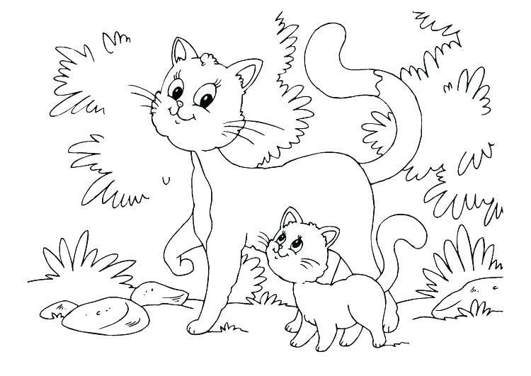 750x531 Cat And Kitten Coloring Pages Cute Kitten Cat Coloring Pages