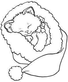 236x281 Kitten Christmas Coloring Page