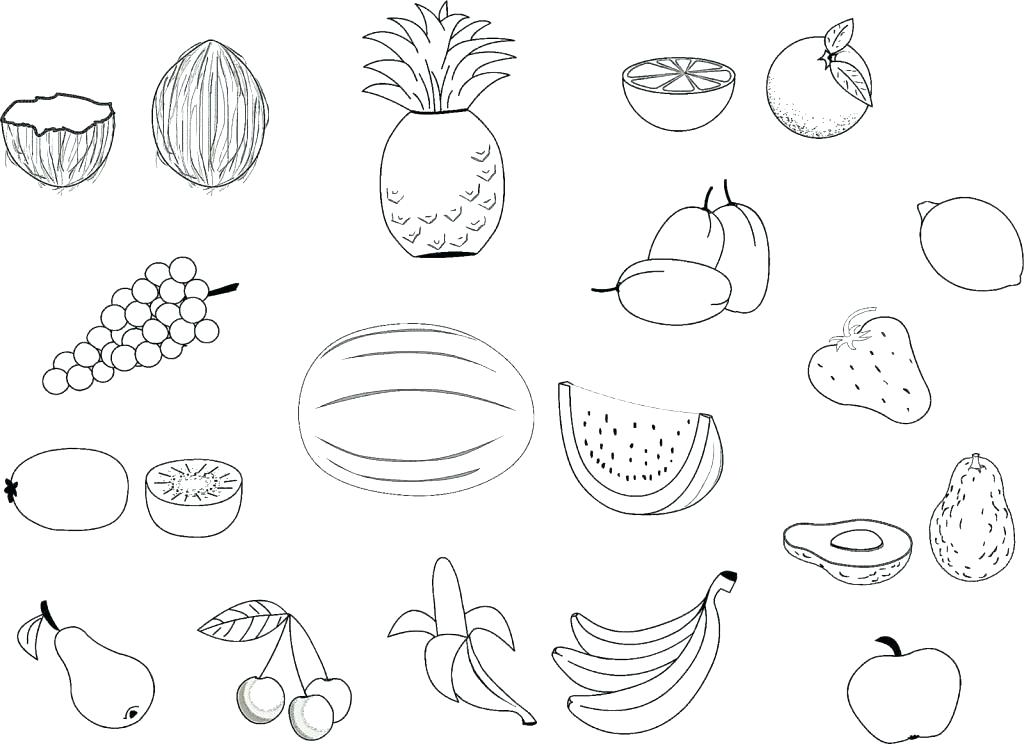 1024x744 Fruit Tree Coloring Pages Printable Coloring Fruits And Veggies