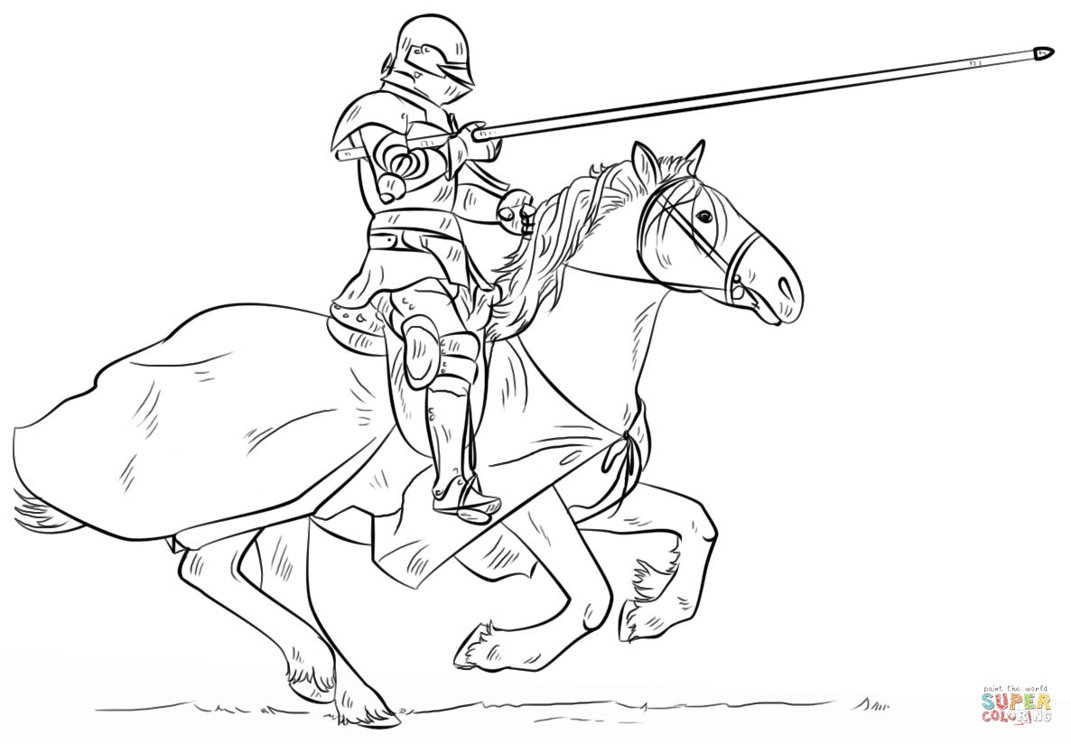 1186x824 Knight On Horse Coloring Page On Knight Coloring Pages