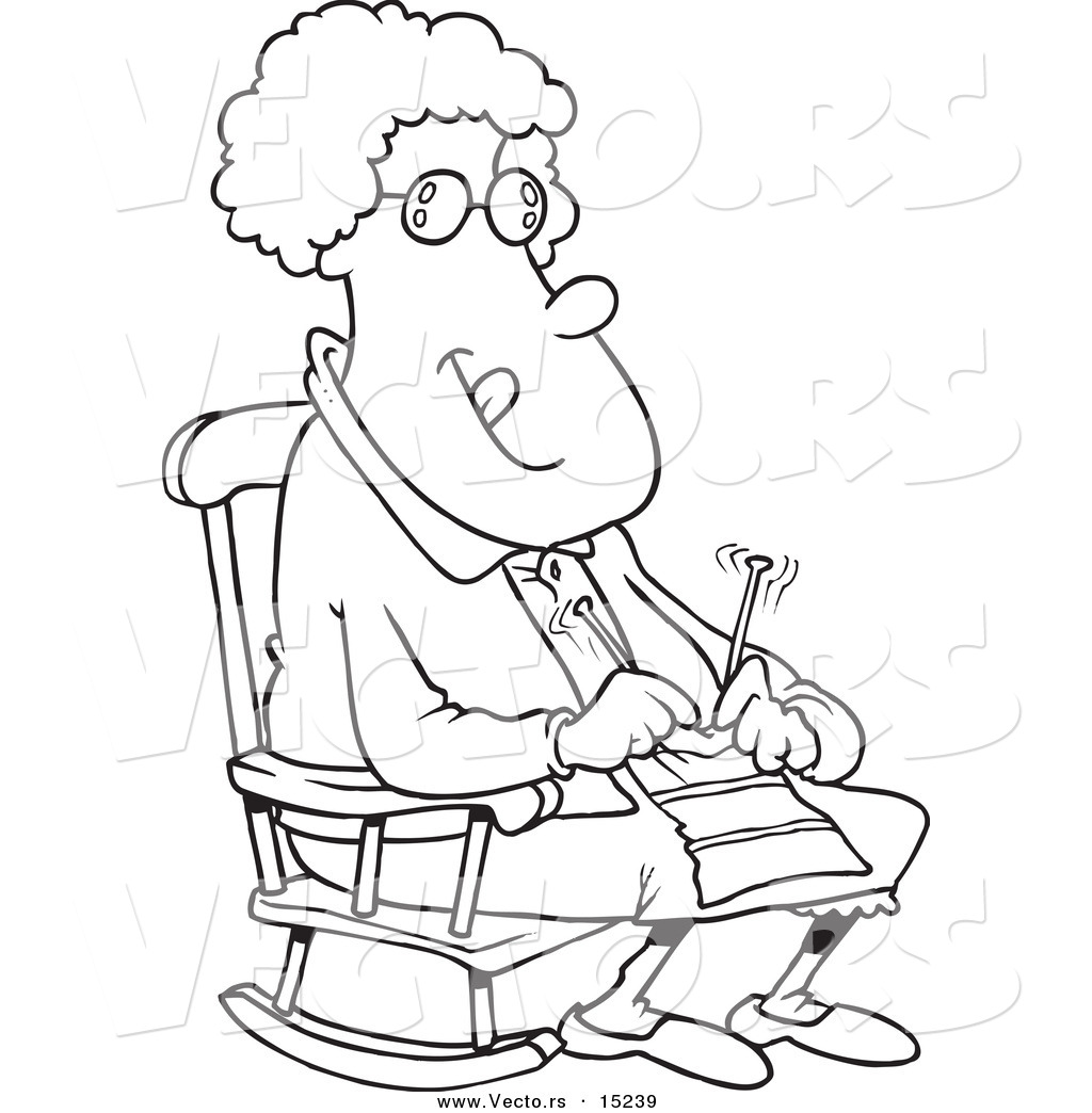 1024x1044 Vector Of A Cartoon Granny Knitting In A Rocking Chair