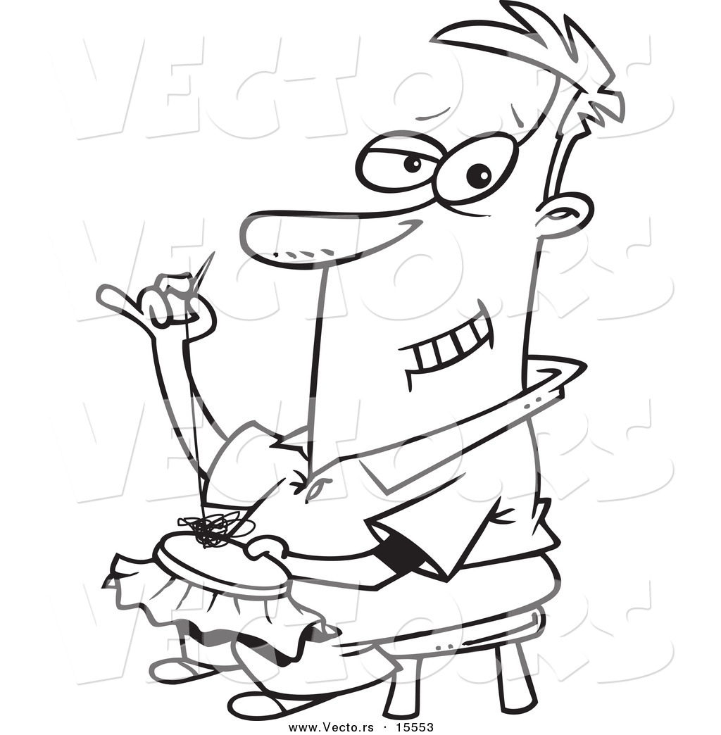 1024x1044 Vector Of A Cartoon Man Knitting An Intricate Design