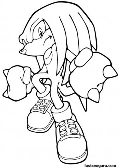 242x338 Printable Sonic The Hedgehog Knuckles Coloring In Sheets