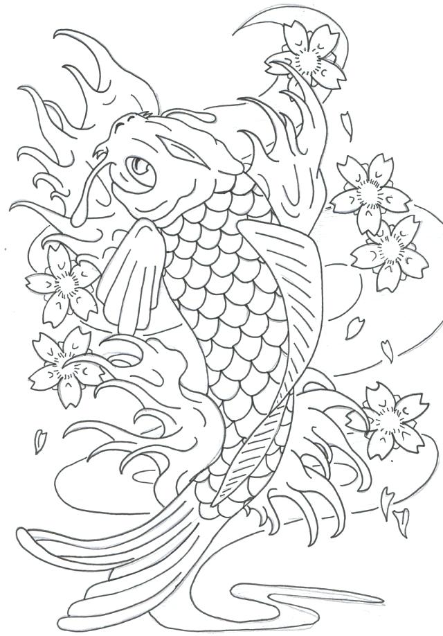 640x918 Koi Fish Coloring Pages Fish Coloring Page Realistic Koi Fish