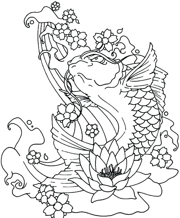600x728 Koi Fish Coloring Pages Fish Jumping Out Of Water Coloring Pages