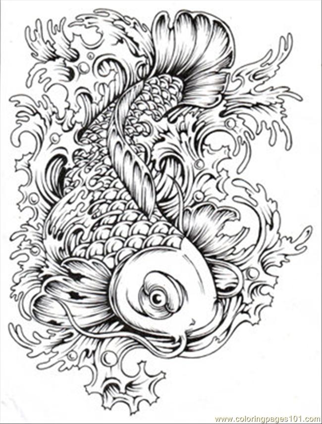 650x857 Japanese Koi Coloring Pages