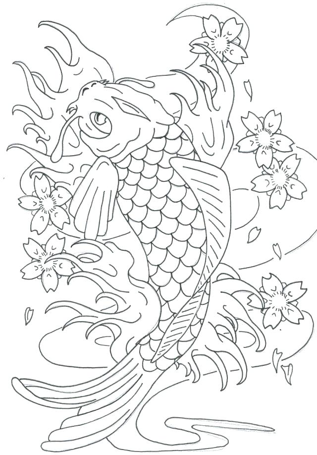 640x918 Koi Fish Coloring Page Realistic Fish Coloring Pages Fish Color