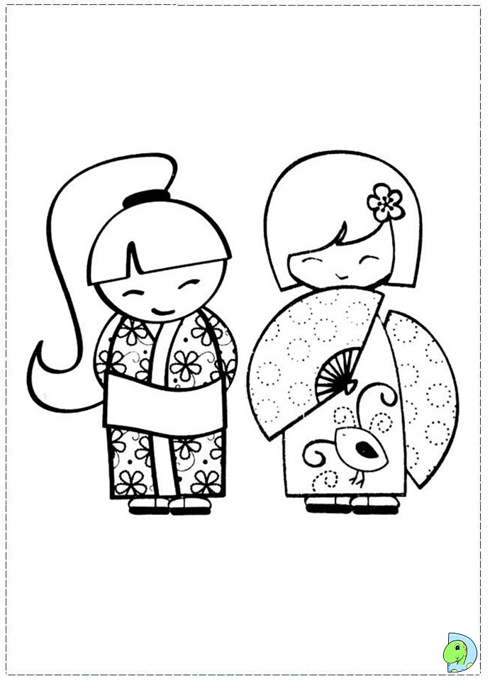 691x960 Kokeshi Doll Coloring Page