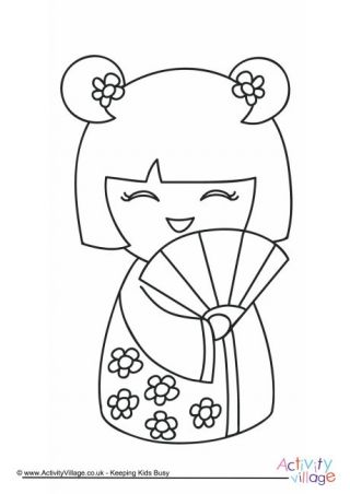 320x452 Kokeshi Doll Coloring Page