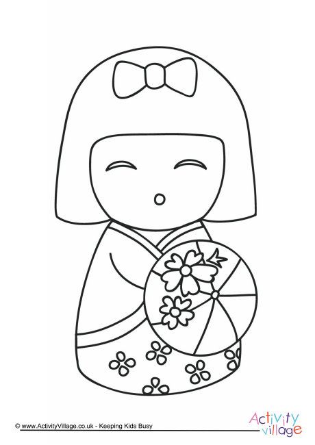 460x650 Kokeshi Doll Colouring Page