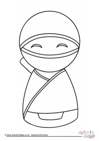 320x452 Kokeshi Doll Colouring Page Work Kokeshi Dolls