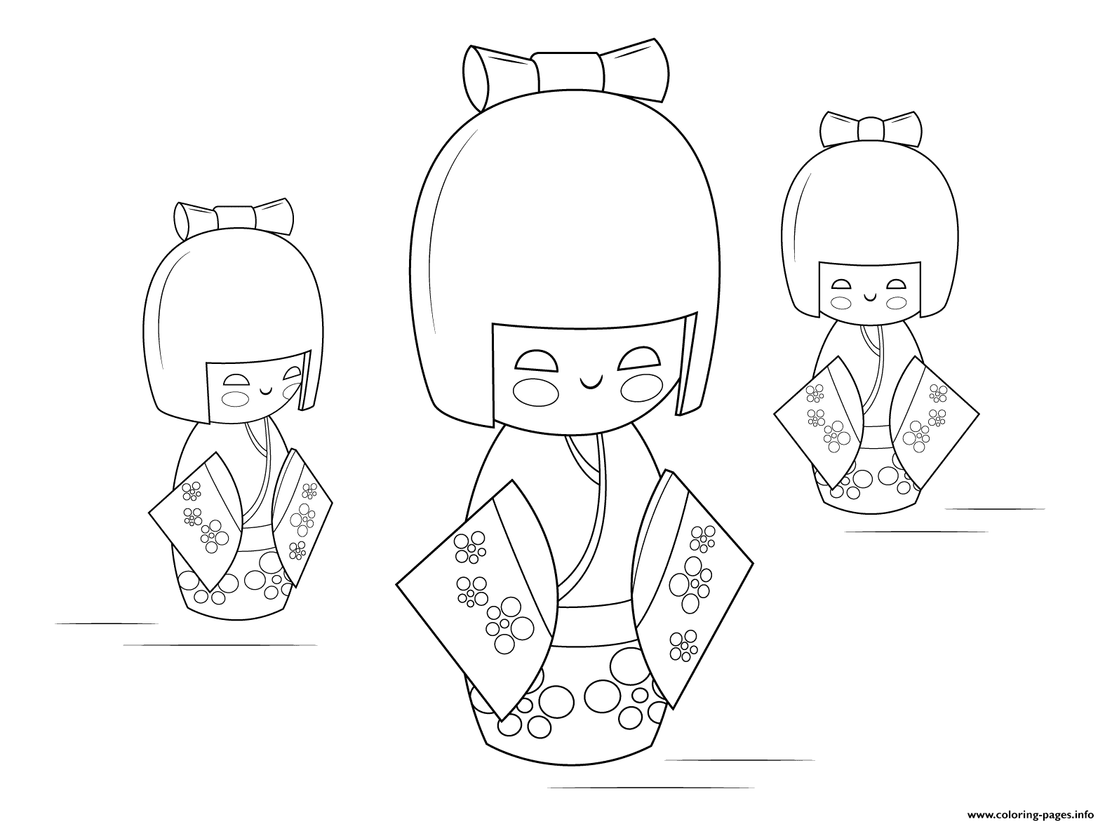 1575x1175 Kokeshi Dolls Coloring Pages Printable