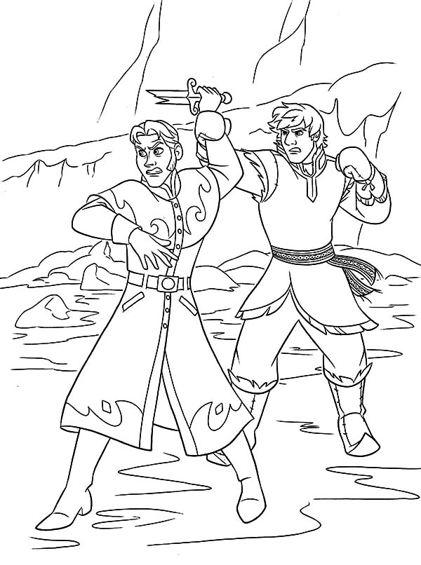 600x806 Kristoff Stopped Prince Hans From Throwing A Broken Sword Coloring