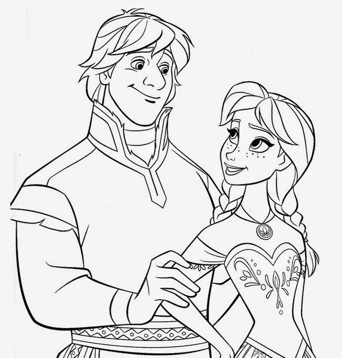 695x727 Anna And Kristoff In Love Free Coloring Page Disney, Frozen