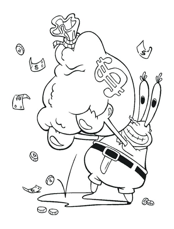 600x790 Krusty Krab Coloring Pages Cool Coloring Pages With A Bag Full