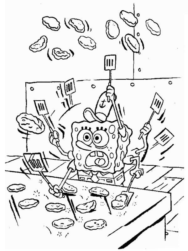 600x800 Spongebob Making Patty In Krusty Krab Coloring Page Color Luna