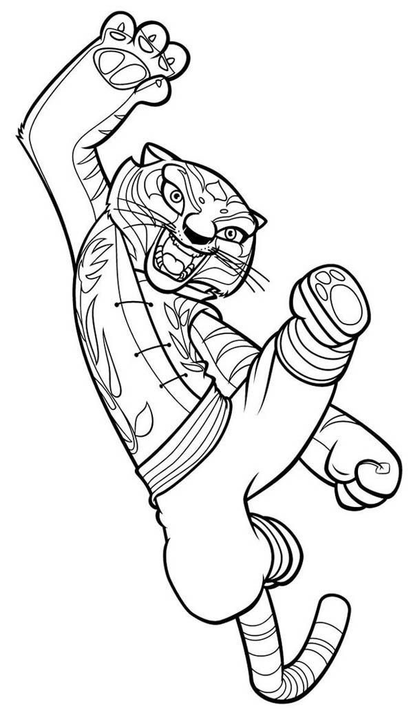 600x1032 Tigress Jumping Kick In Kung Fu Panda Coloring Page