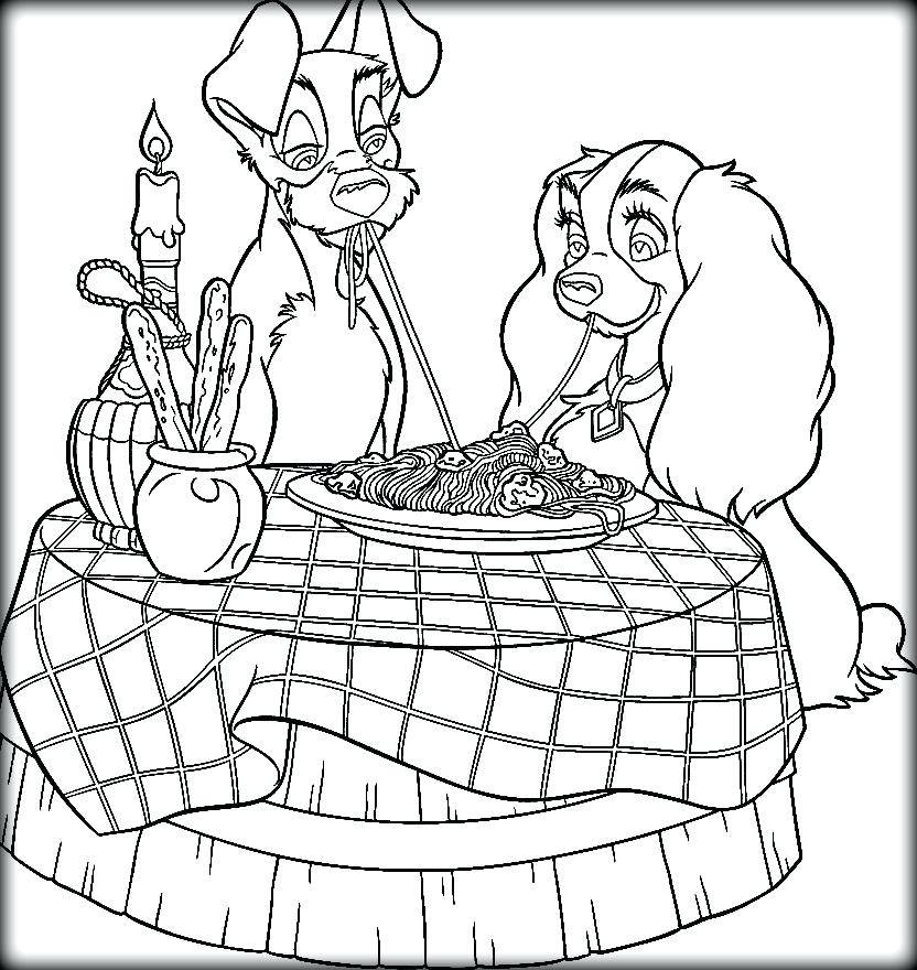 832x880 Lady And The Tramp Coloring Pages Lady Tramp Coloring Pages Free