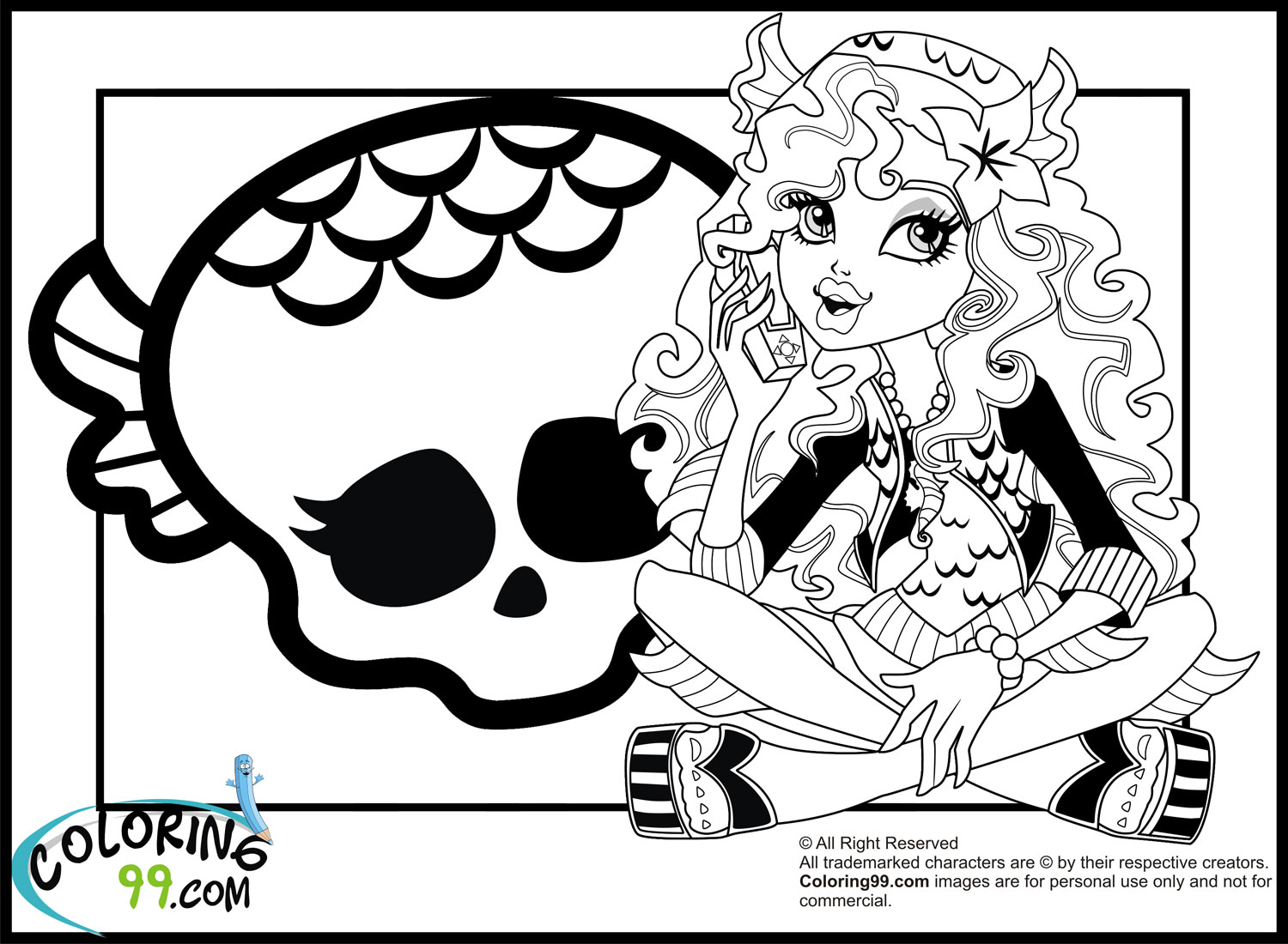 1500x1100 Monster High Lagoona Blue Coloring Pages Team Colors