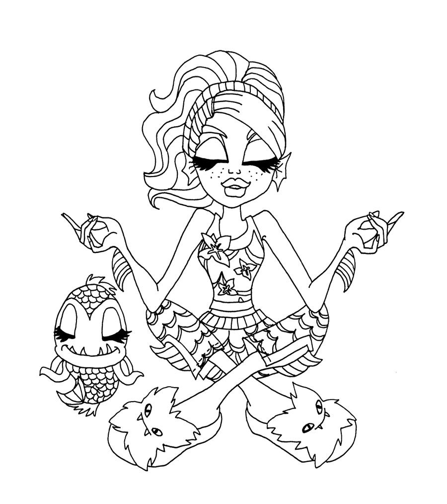 900x1014 Hippie Fishes Coloring Page Monster High Lagoona Blue Coloring