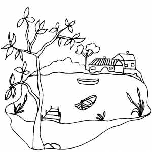 300x300 House Near Lake Coloring Page