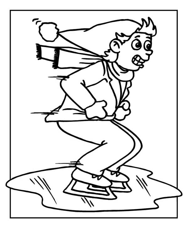 600x736 Ice Skating On Frozen Lake Coloring Page