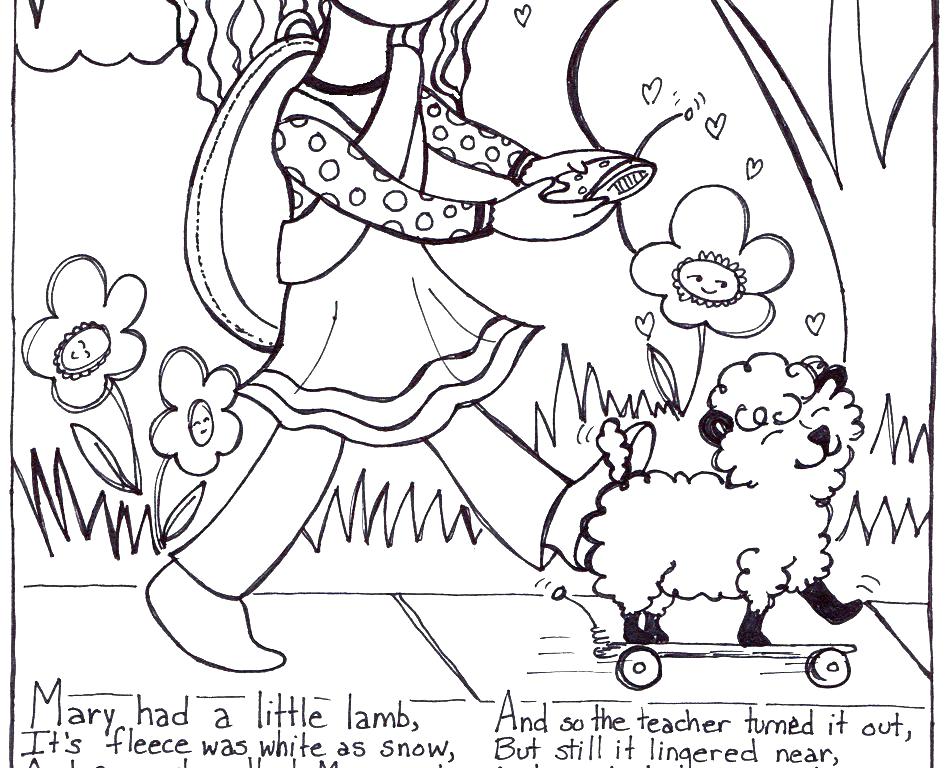 945x768 Mary Had A Little Lamb Coloring Page