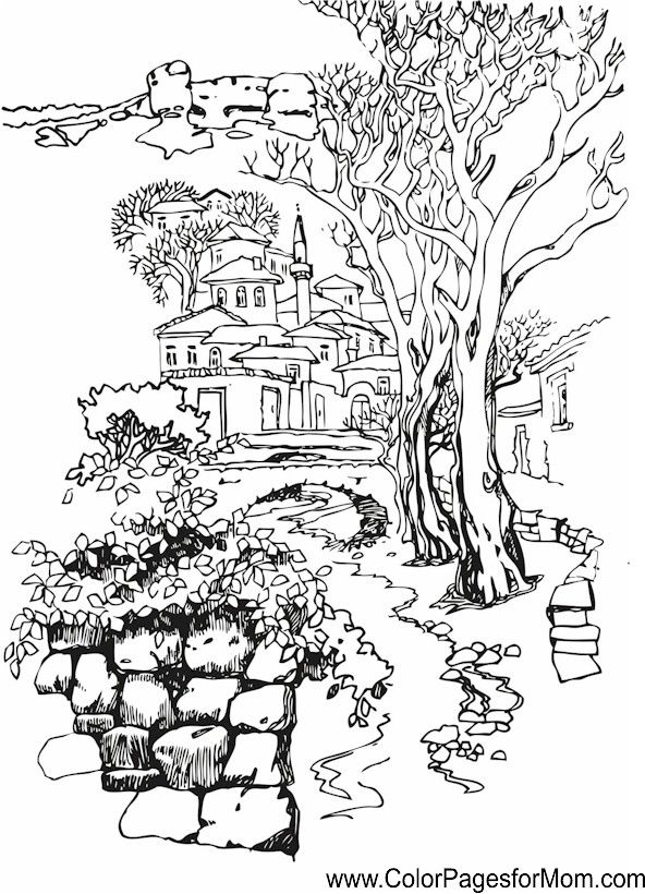 592x820 Landscape Coloring Page Coloring Pages Colorear